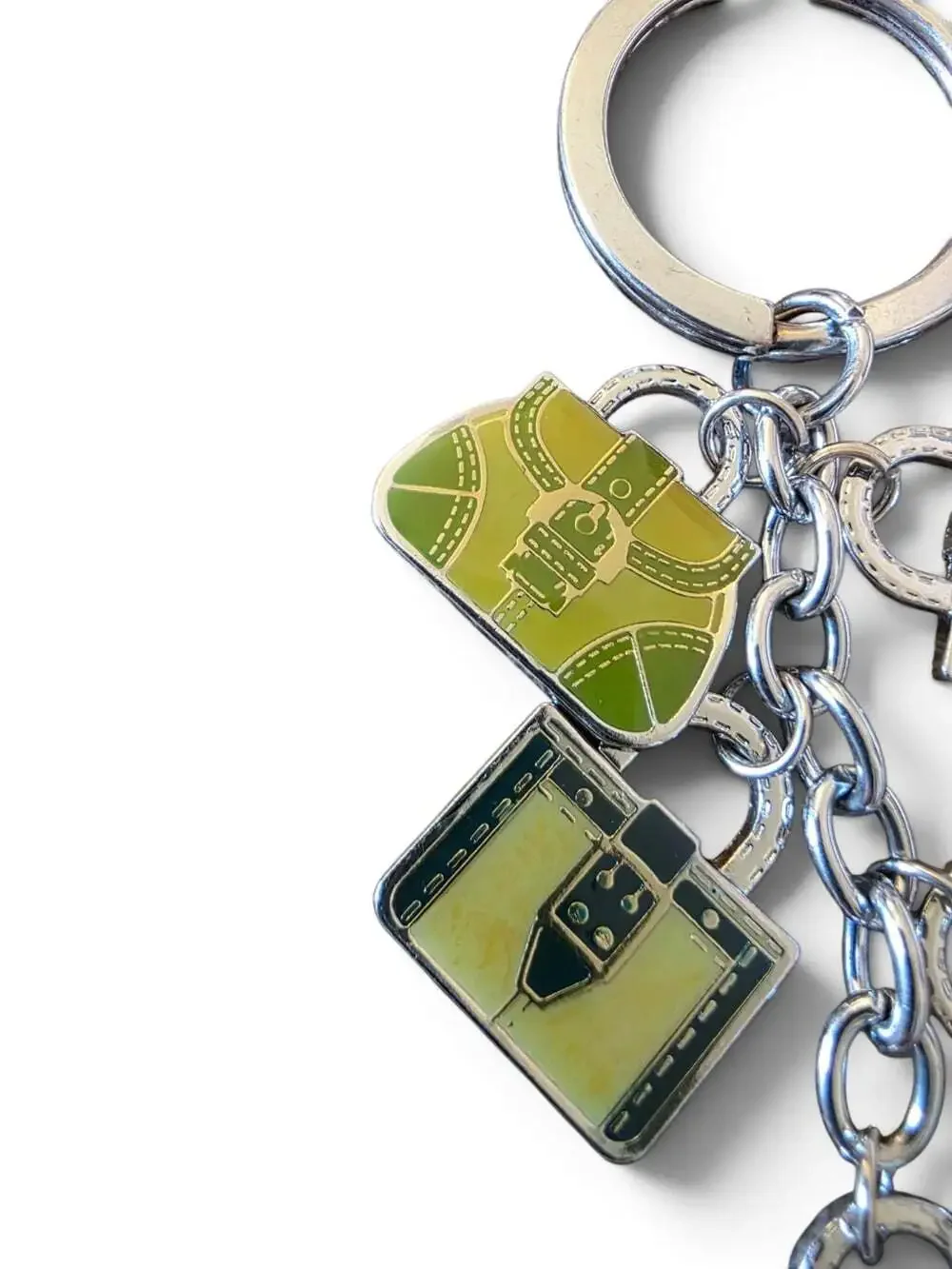 Coach Vintage Handbag Charm Key Ring Multicolor Enamel Miniature Purse Keychain